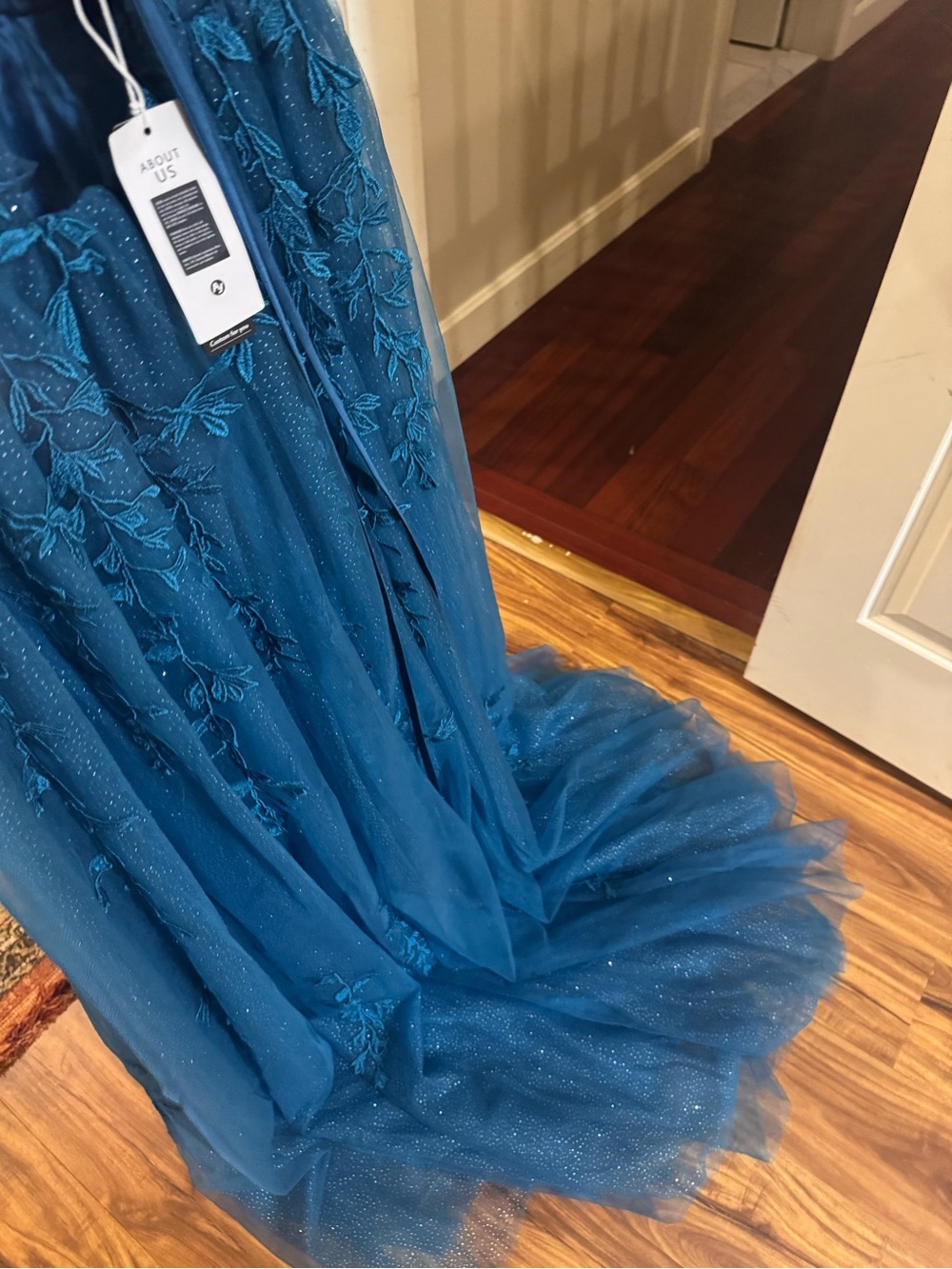 NWT Fairy Dress Teal Tulle Sparkle Long Lace Bodice Formal Dress - Picture 5 of 9